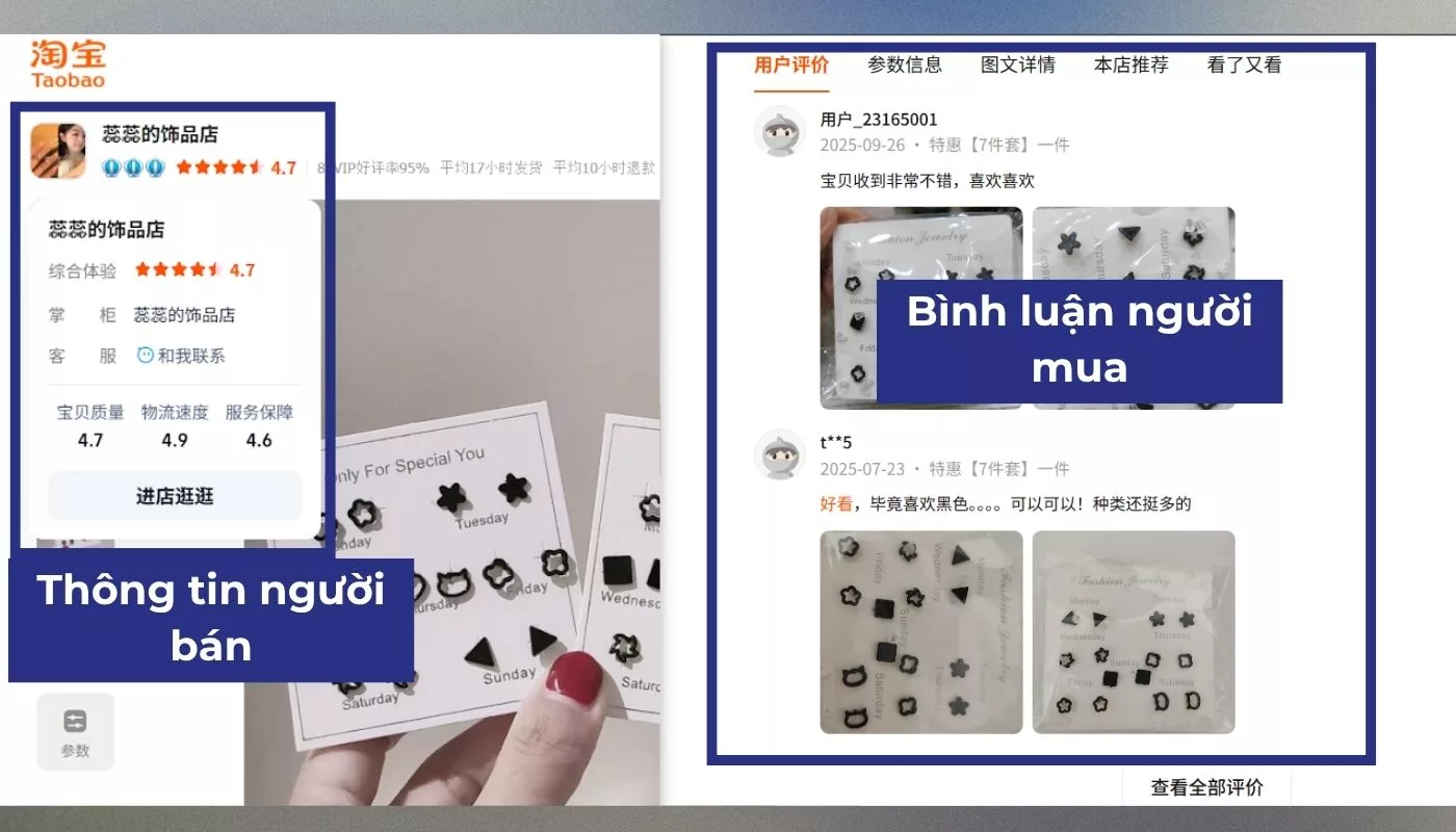 Đọc mô tả sản phẩm, bình luận và thông tin người bán để chọn shop order Taobao 1688 Tmall uy tín