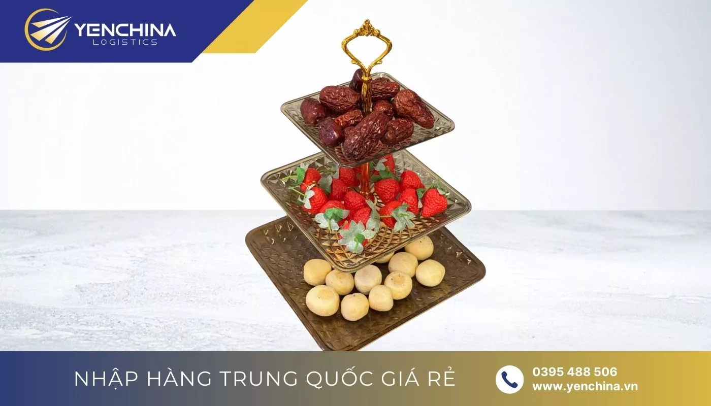 Khay nhiều tầng không nắp nội địa Trung để kẹo mứt Tết