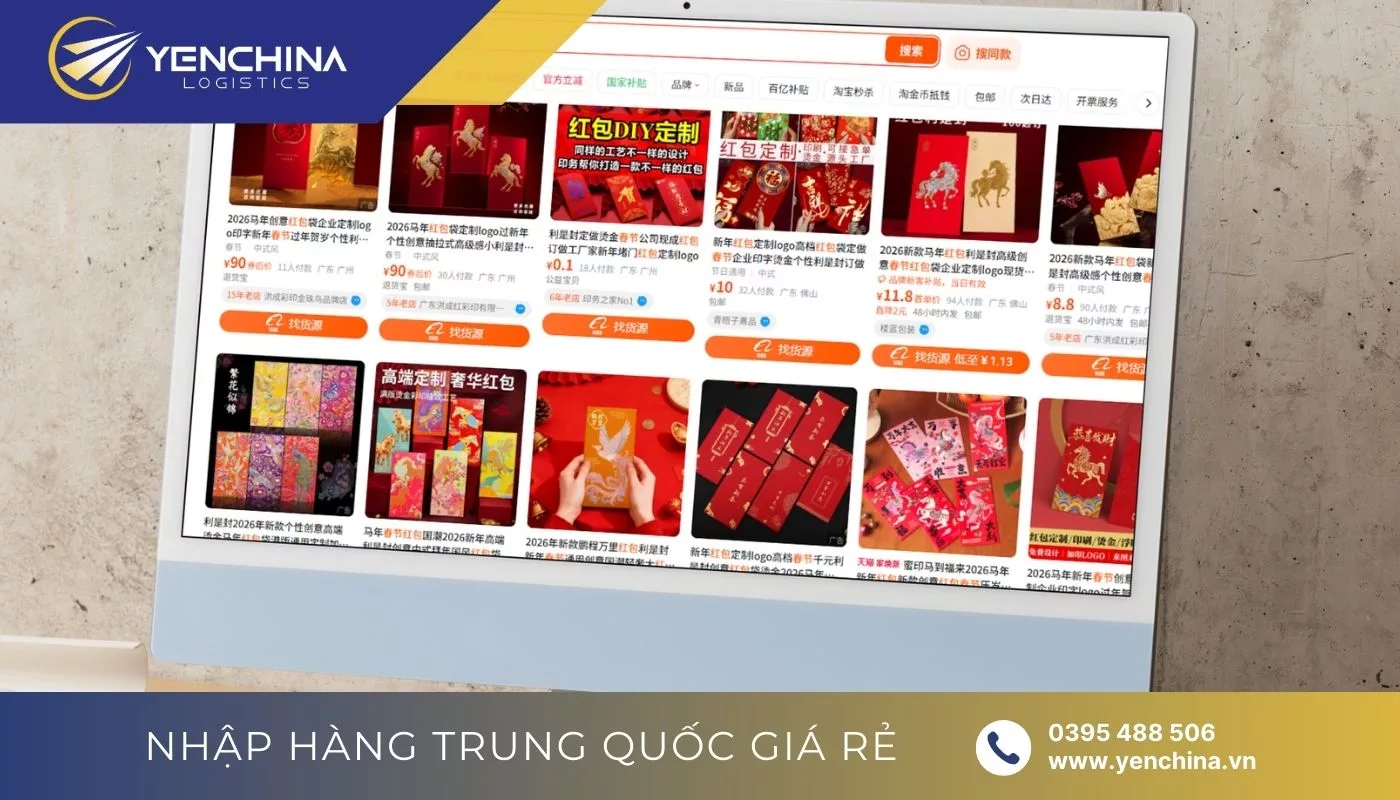 Tìm nguồn hàng bao lì xì Trung Quốc trên Taobao, 1688