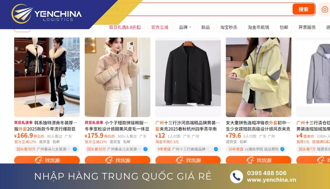 Order nguồn hàng quần áo Quảng Châu trên sàn TMĐT Trung Quốc