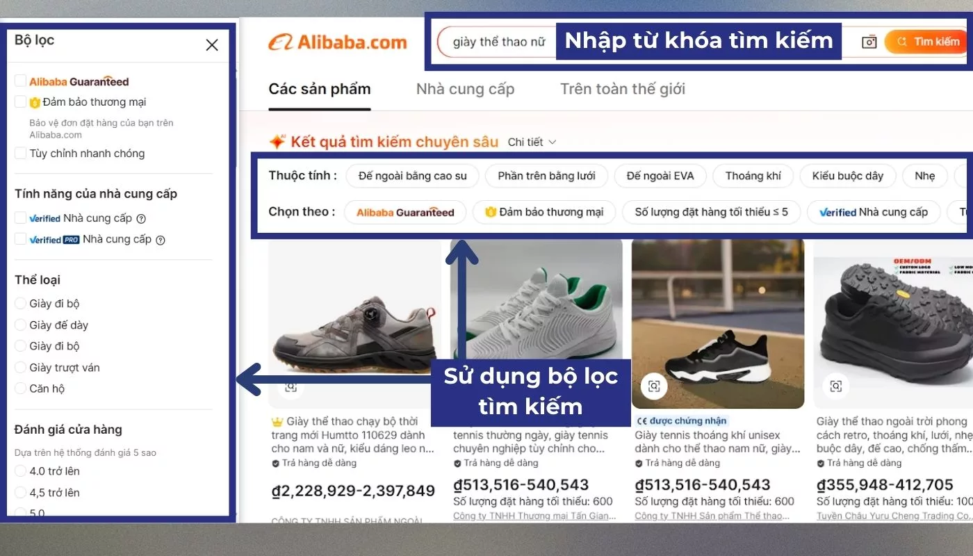 Cách tìm nhà cung cấp trên Alibaba bằng từ khóa
