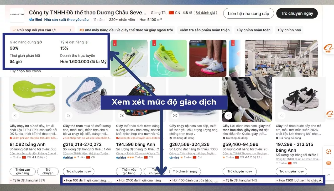 Đánh giá supplier uy tín trên Alibaba qua mức độ giao dịch