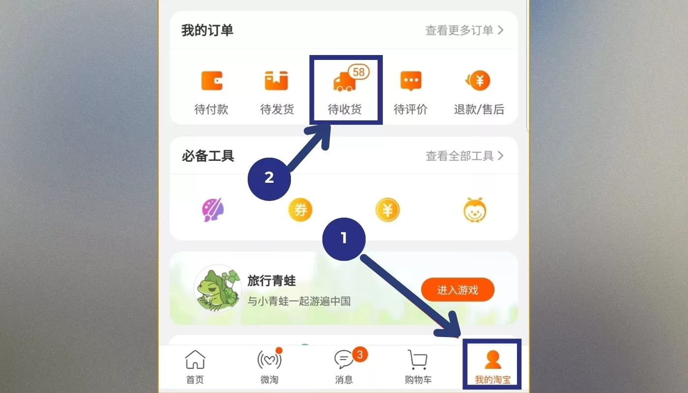 Mở danh sách đơn order Taobao