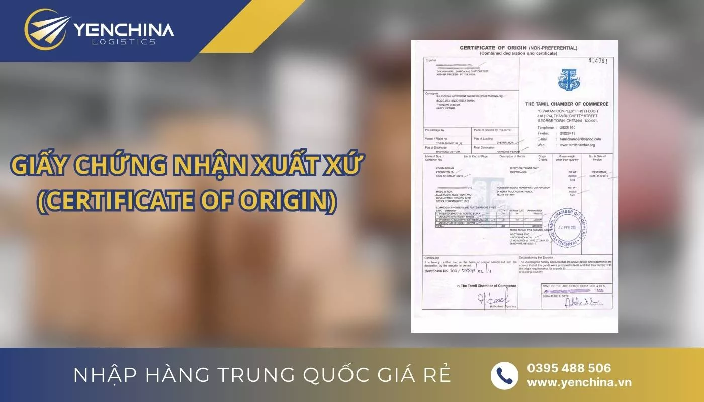 Mẫu giấy chứng nhận xuất xứ