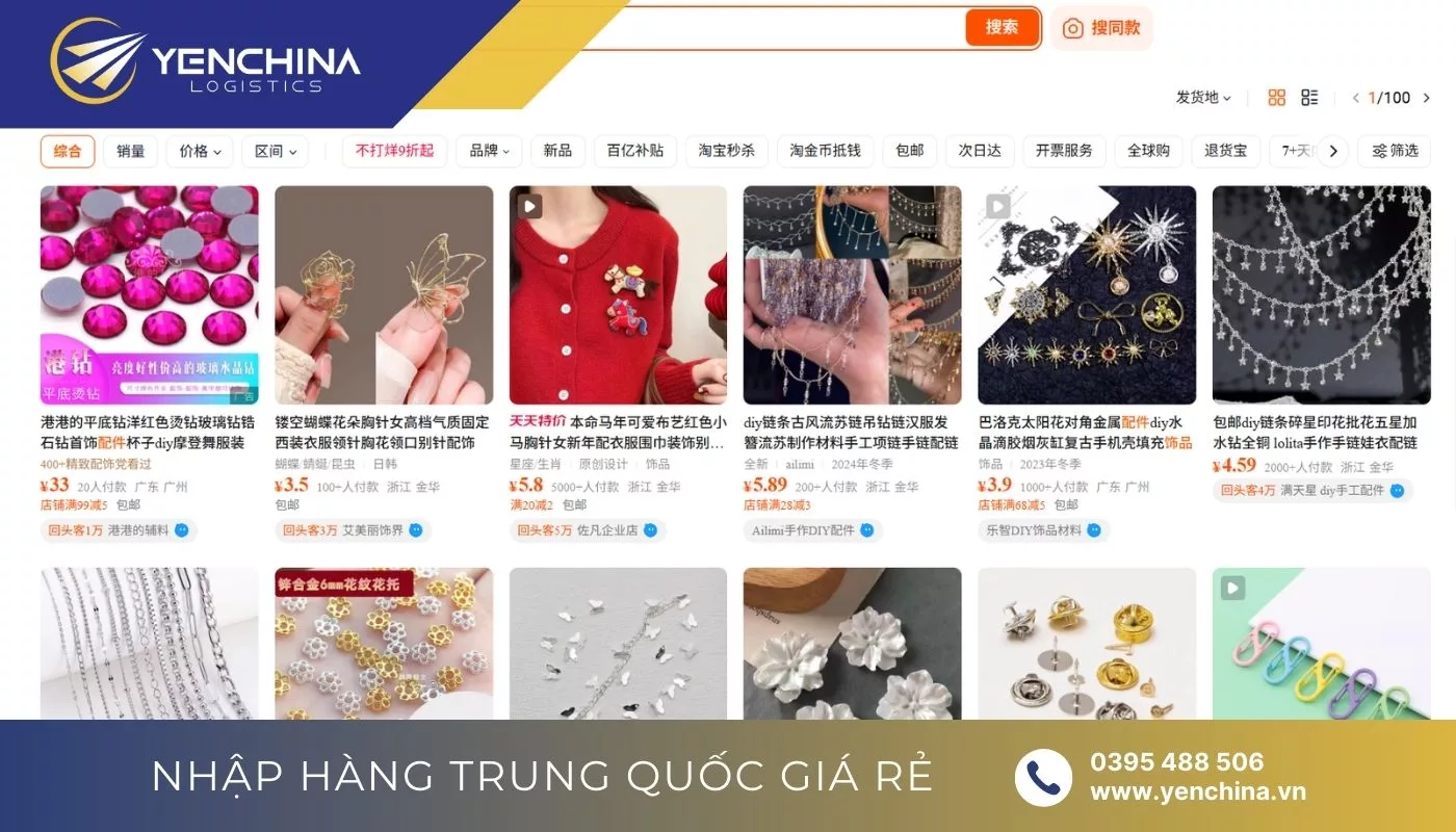 Tổng hợp link order phụ kiện Taobao trang sức