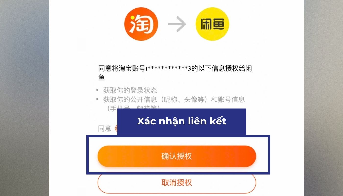 Xác nhận liên kết để hoàn tất cách tạo tài khoản Xianyu bằng Taobao