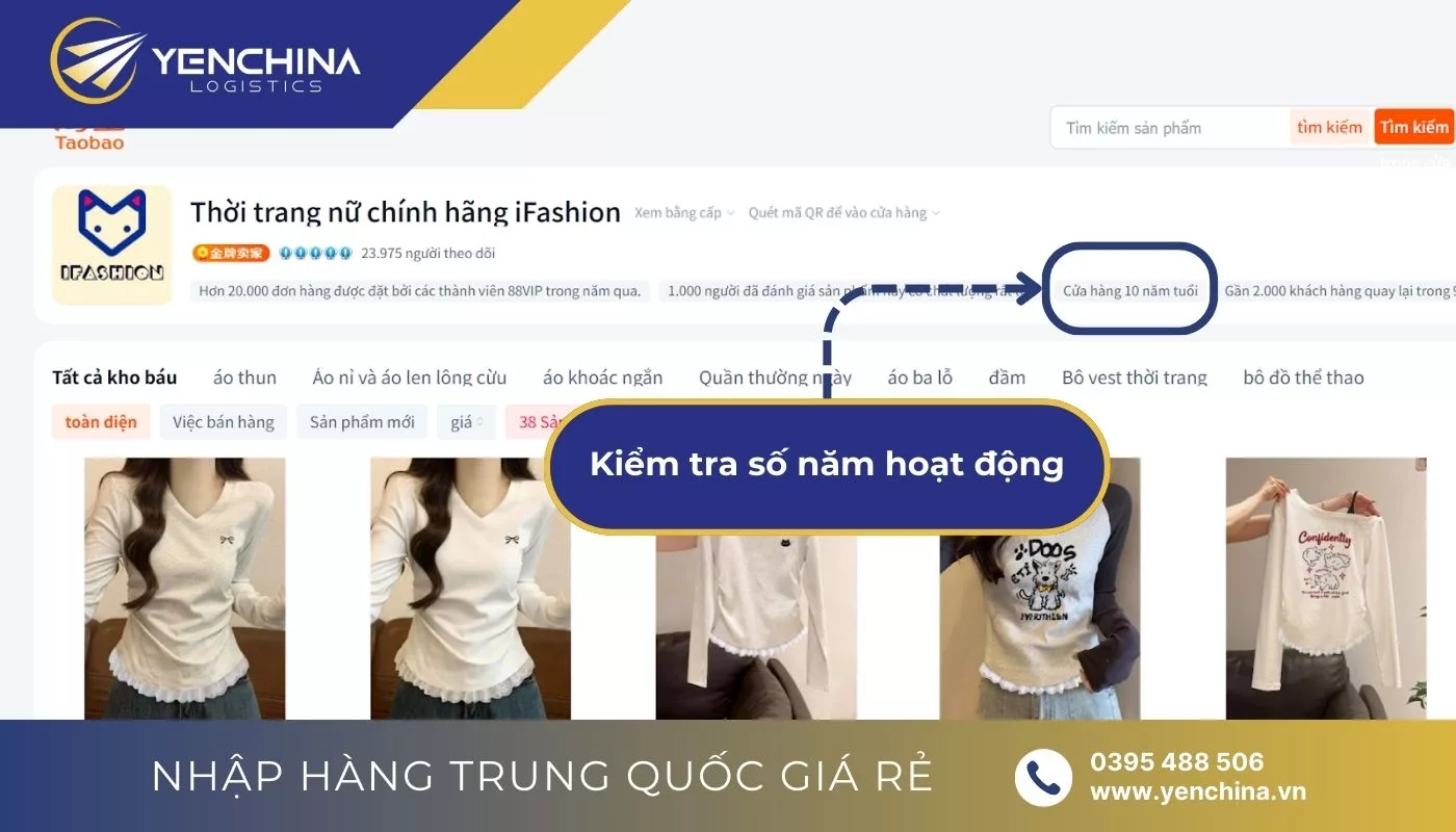 Theo dõi shop trên Taobao hoạt động lâu năm