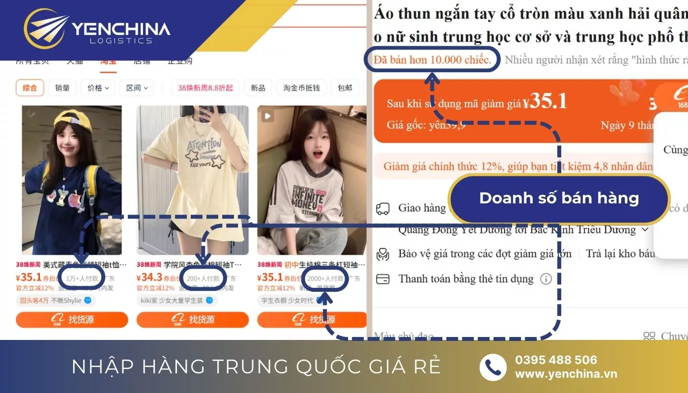 Theo dõi cửa hàng trên Taobao có lượt bán cao
