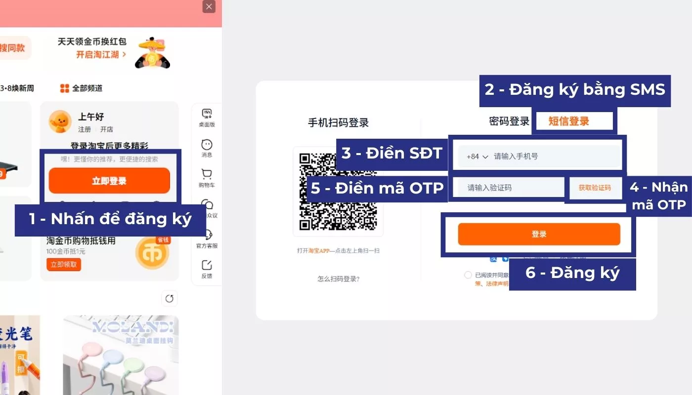 Bước 1 của cách order Taobao