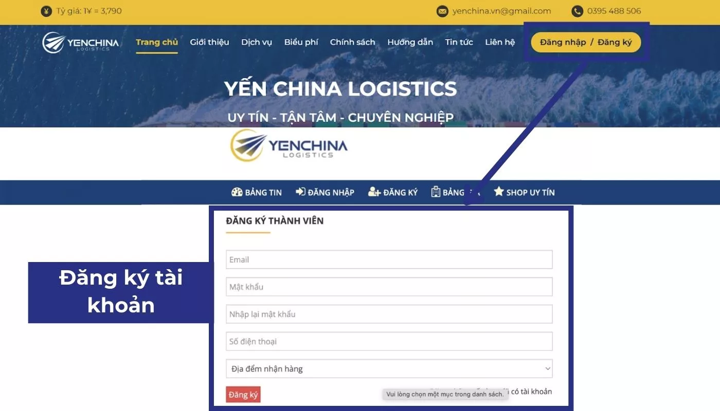 Bước 1 của hướng dẫn nhập hàng trên Taobao qua Yến China