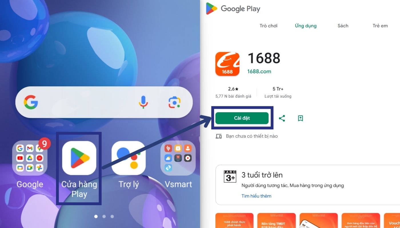 Tải app 1688 trên android