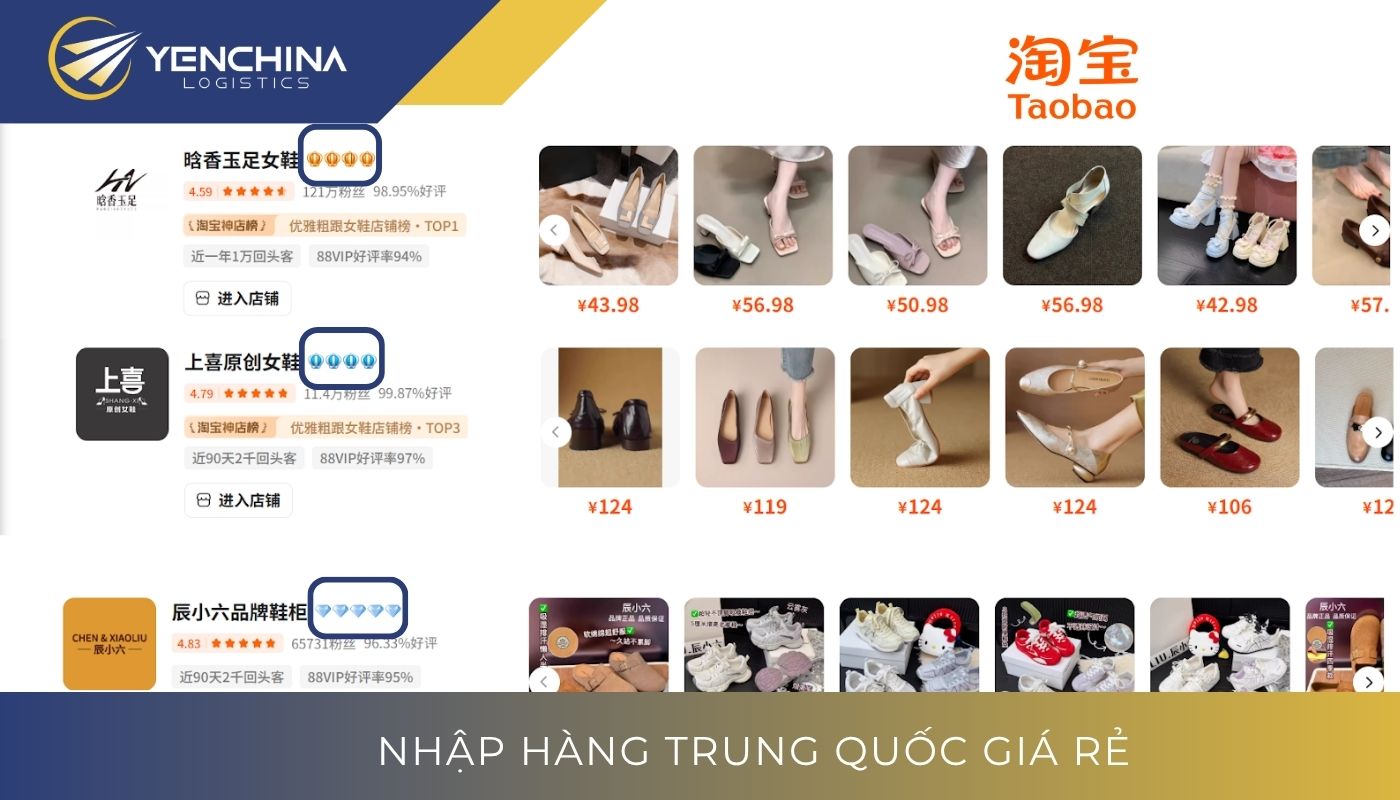 Đánh giá shop Taobao dựa vào biểu tượng uy tín