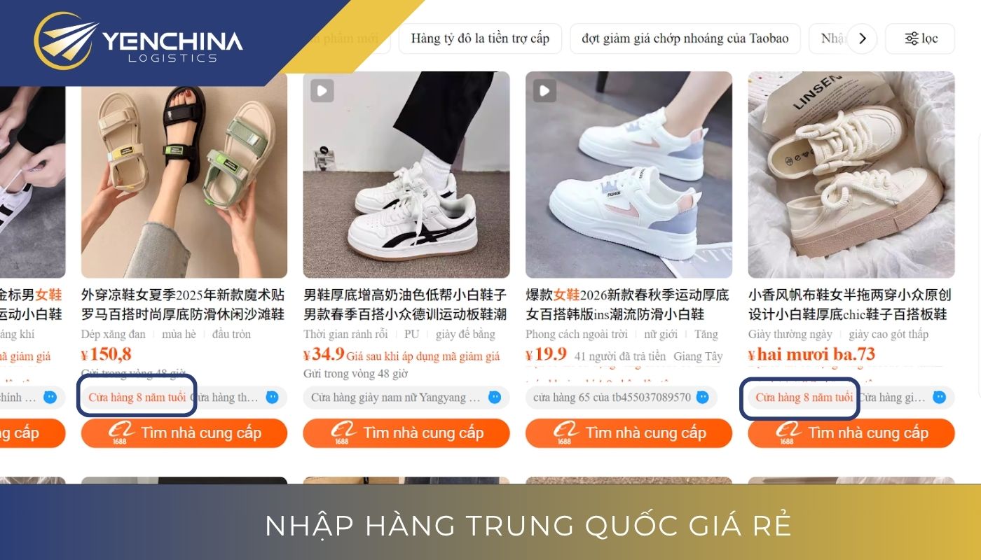 Đánh giá shop Taobao theo số năm hoạt động