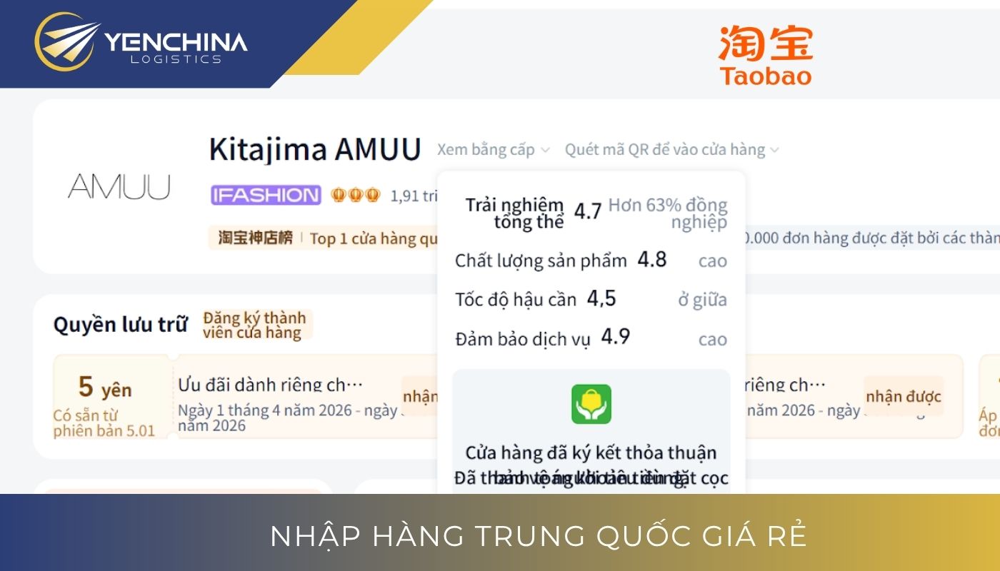 Review cửa hàng Taobao theo thang điểm