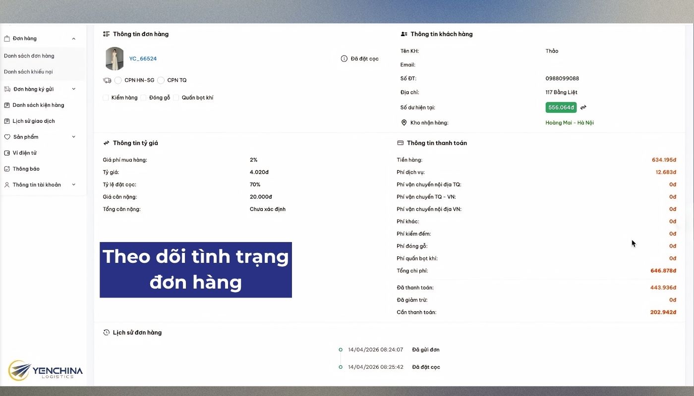 Bước 6: Theo dõi quá trình xử lý đơn hàng