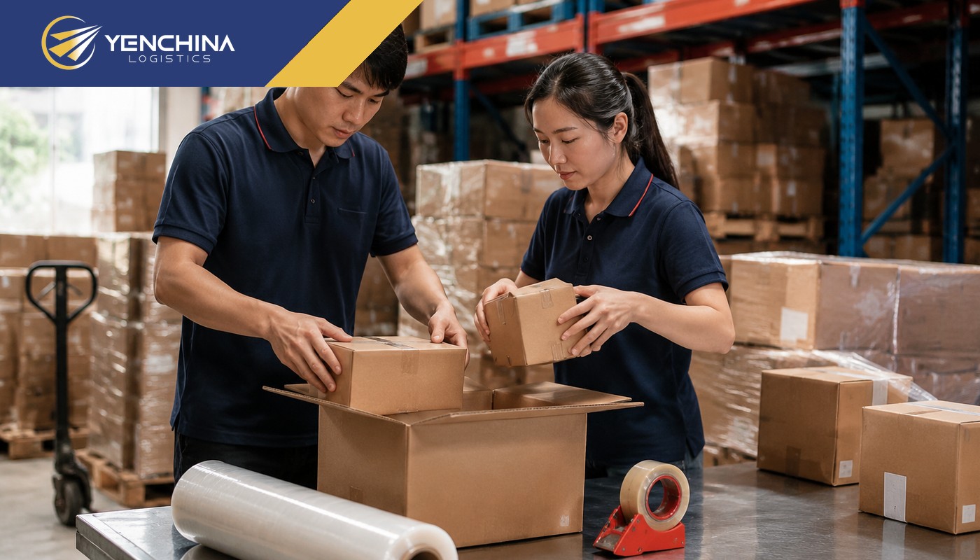 Gom đơn lẻ và đóng ghép thành một kiện tại kho