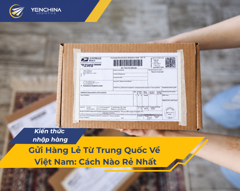 Kiện hàng nhỏ dán phiếu gửi khi gửi hàng lẻ từ Trung Quốc về Việt Nam